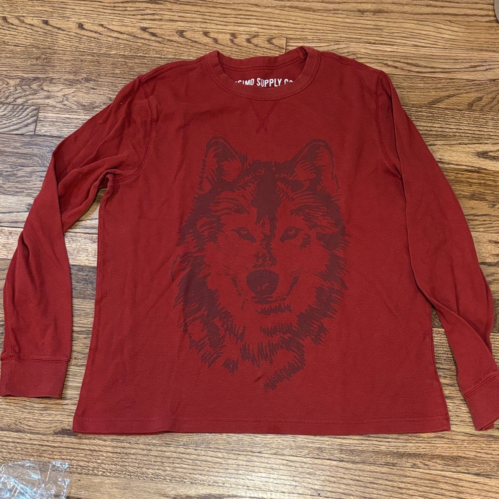 Mossimo Supply Co red Wolf Graphic Long Sleeve Shirt XL